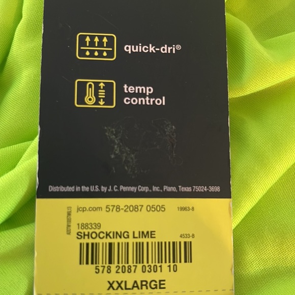New With Tags Quick-Dri Temp Control Shocking Lime Training Power Tee - Picture 9 of 9